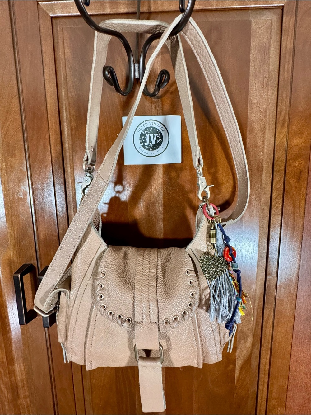 Free People Baby Leigh Leather Tote Shoulder Crossbody Bag Saddle NWOT